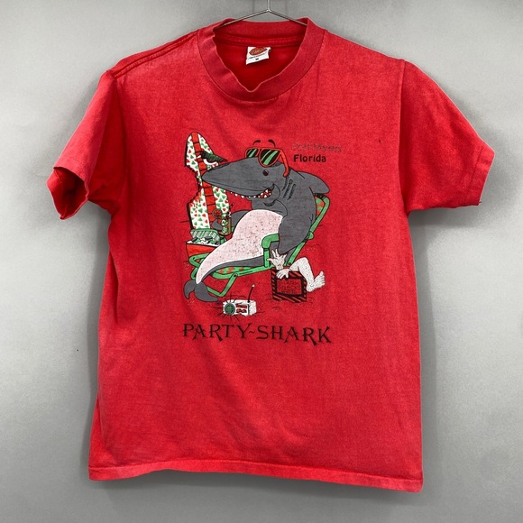 Santa Cruz Other - Vintage Santa Cruz Party Shark T-Shirt Kids M Fort Myers‎ Florida Skateboarding